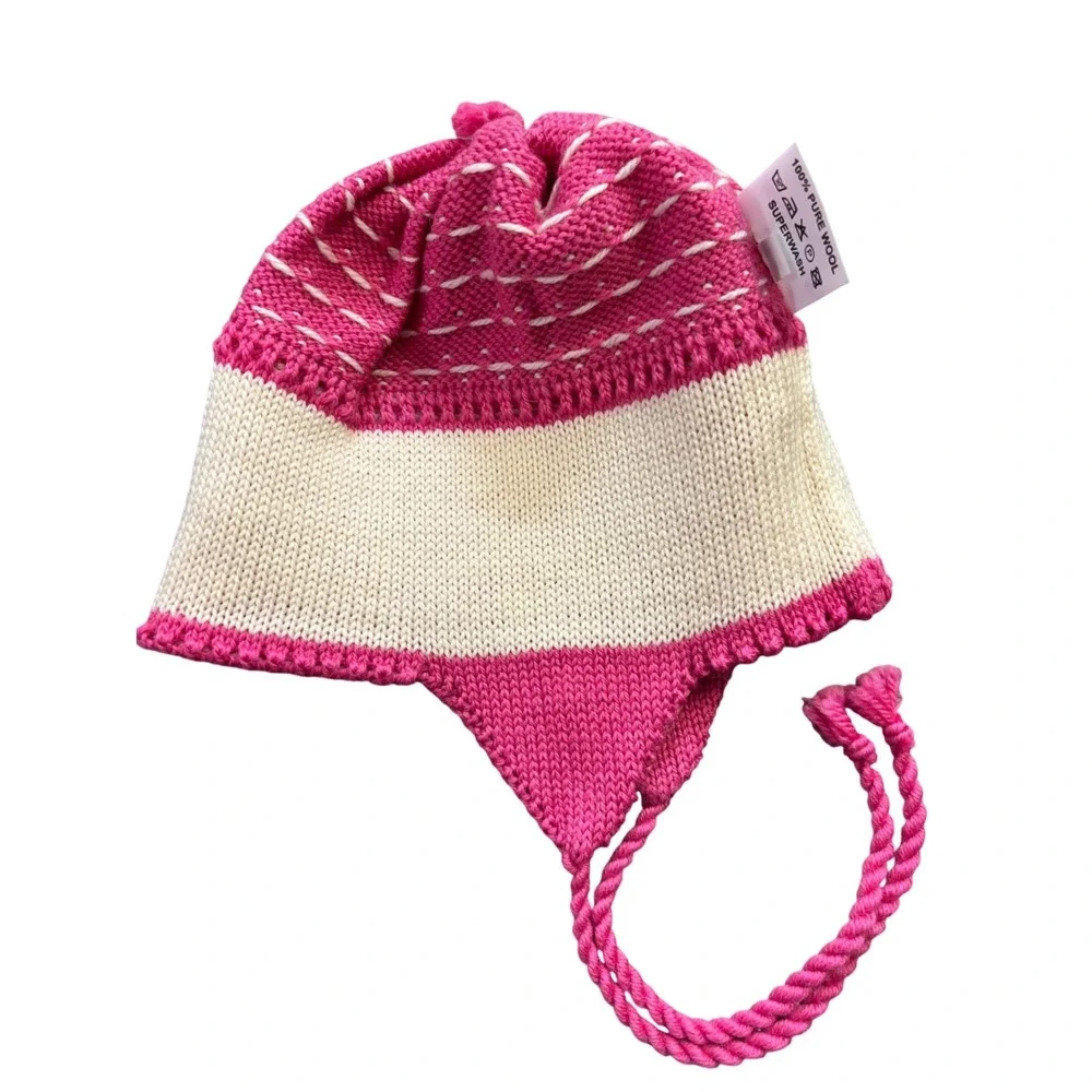 Snarby Strikkestudio As Kids Pink Wool Fair Isle Hat & Norlender Mittens Set 3-6